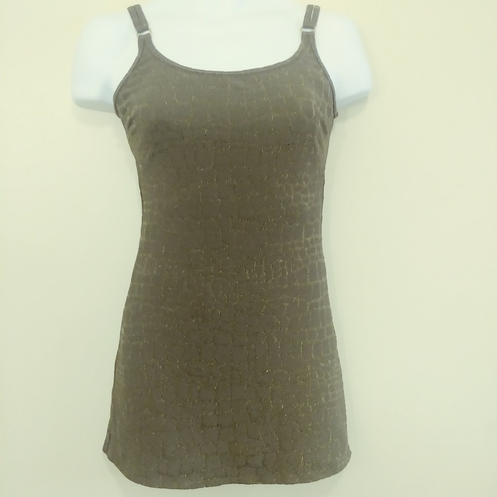 Tara Grinna Brown Gold Swimsuit Top Size M Straps